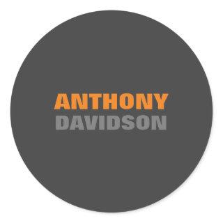 Alternative Perfect Size Grey Orange Bold Text Classic Round Sticker