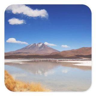 Altiplano landscape with volcano in Bolivia Square Sticker