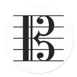 Alto Clef on Staff Classic Round Sticker