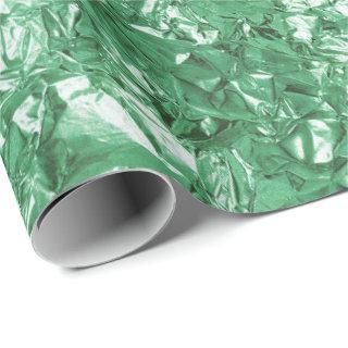 Aluminum Foil Greenery Green  Metallic Wrinkled