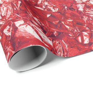 Aluminum Foil Red Vivid Metallic Wrinkled