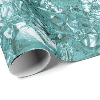 Aluminum Foil Teal Aquatic Green Wrinkled