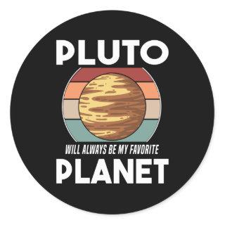 Always Favorite Planet Pluto Vintage Planet Pluto Classic Round Sticker