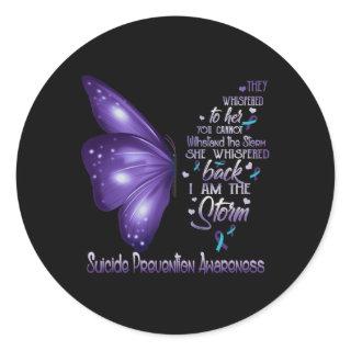 Am The Storm Suicide Prevention Awareness Butterfl Classic Round Sticker