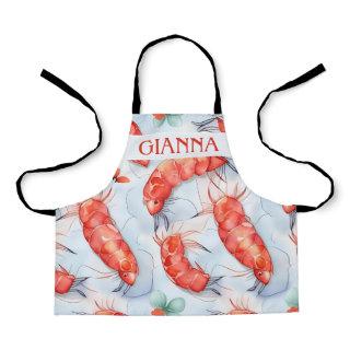 Amano Shrimp Watercolor Colorful Pattern Apron