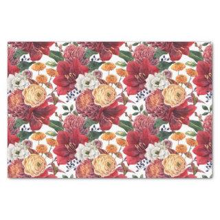 Amaryllis and Chrysanthemums Floral Pattern Tissue Paper