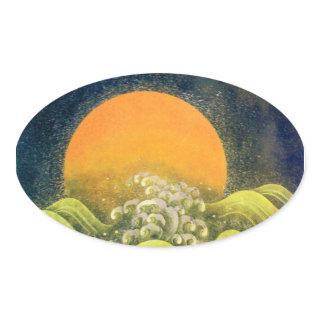 AMATERASU , SUN GODDESS ,yellow green black Oval Sticker