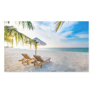 Amazing Beach Sunset Rectangular Sticker