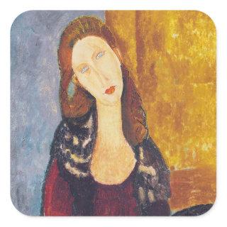 Amedeo Modigliani - Portrait Jeanne Hebuterne #2 Square Sticker