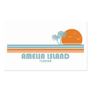 Amelia Island Florida Sun Palm Trees Rectangular Sticker