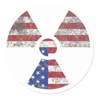America Radiation Warning Classic Round Sticker
