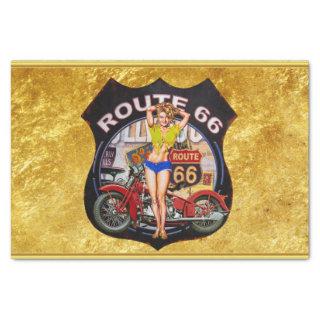America route 66 motorcycle With a gold texture Tissue Paper