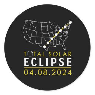 America Totality Total Solar Eclipse April 8 2024 Classic Round Sticker