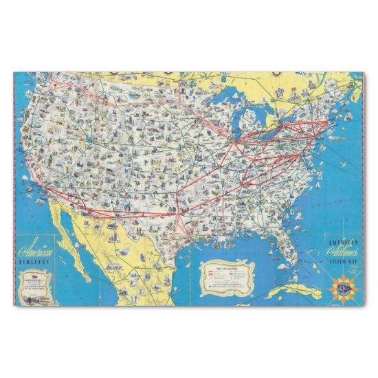 American Airlines system map Tissue Paper