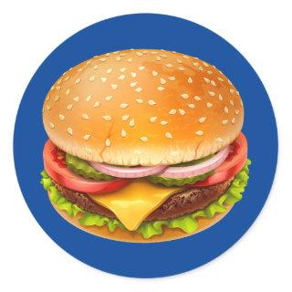 American Burger Round Stickers