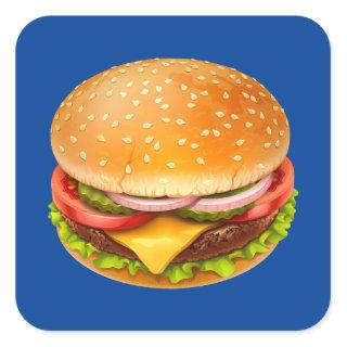 American Burger Square Stickers