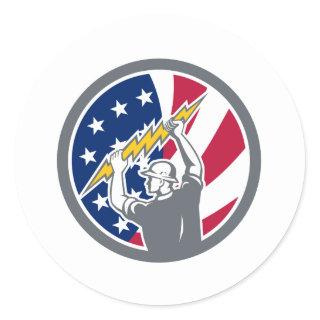 American Electrician USA Flag Icon Classic Round Sticker