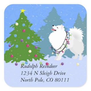 American Eskimo Dog Christmas Address Return Label
