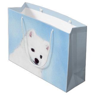 American Eskimo Dog Painting - Original Dog Art Large Gift Bag