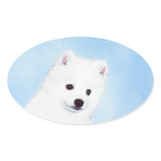 American Eskimo Dog Painting - Original Dog Art Oval Sticker