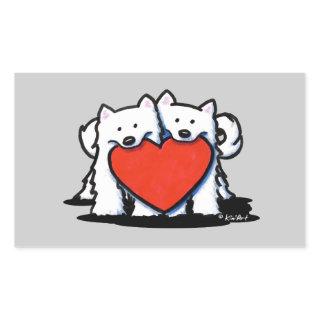 American Eskimo Heartfelt Duo Rectangular Sticker