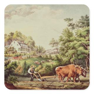 American Farm Scenes Square Sticker