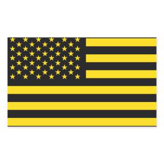 American Flag Black Yellow Rectangular Sticker