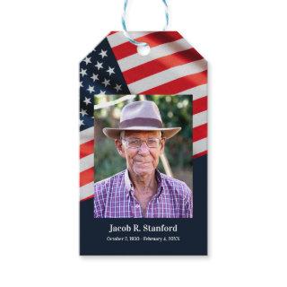 American Flag Celebration of Life Thank You Gift Tags
