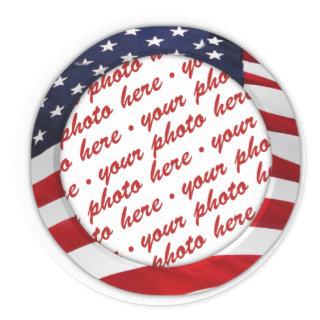 American Flag Circle Photo Frame Classic Round Sticker