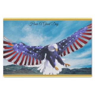 American flag Eagle flying in the sky gold foil Tissue Paper