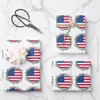 American Flag Patriotic Christmas Wreath  Sheets