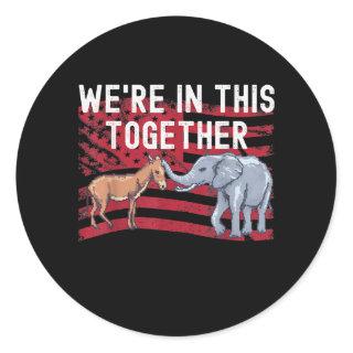 American Flag Republican Elephant Democrat Donkey Classic Round Sticker
