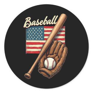 American Flag Sell Player T Fan Catcher Pitcher Us Classic Round Sticker