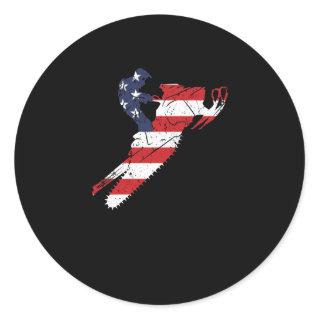 American flag snowmobile patriotic classic round sticker