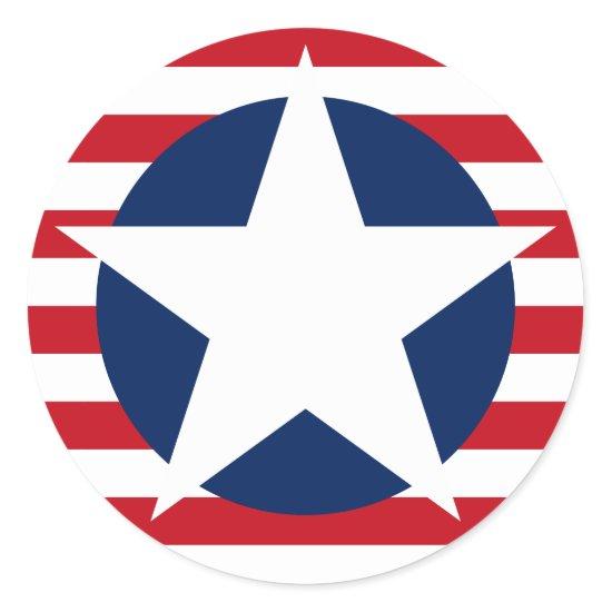 American Flag Star and Stripes Patriotic Classic Round Sticker