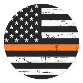 American Flag Thin Orange Line Classic Round Sticker