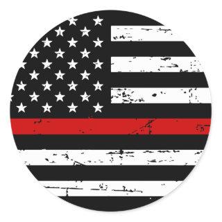 American Flag Thin Red Line Classic Round Sticker