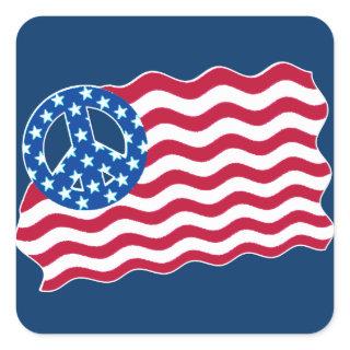 American Flag with Peace Symbol Stickers