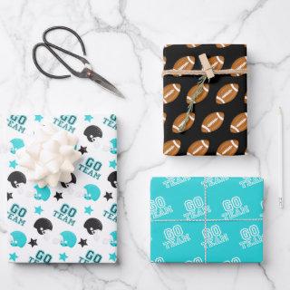 American Football Turquoise and Black Patterns  Sheets