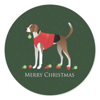 American Foxhound Christmas Classic Round Sticker