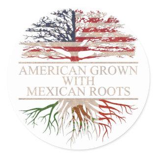 American grown mexican roots classic round sticker
