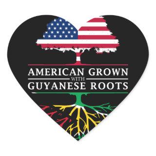 American Grown with Guyanese Roots   Guyana Design Heart Sticker