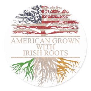 American grown with irish roots classic round sticker