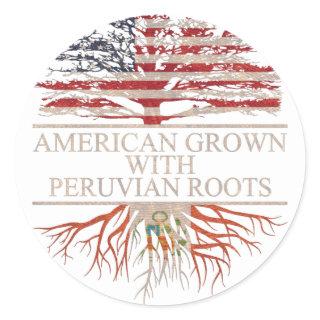 American grown with peruvian roots classic round sticker