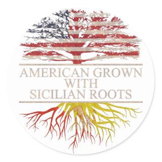 American grown with sicilian roots classic round sticker