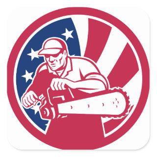 American Lumberjack USA Flag Icon Square Sticker