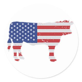 American Meat USA Flag BBQ Beef Proud Butcher Cuts Classic Round Sticker