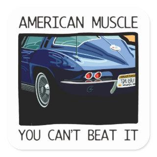 American muscle car, classic and vintage blue V8 Square Sticker