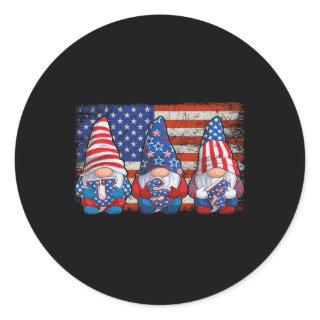 American Patriotic Gnomes Usa Independence Day 4th Classic Round Sticker