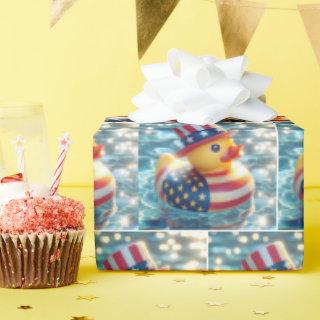 American Patriotic Rubber Duck In Pool